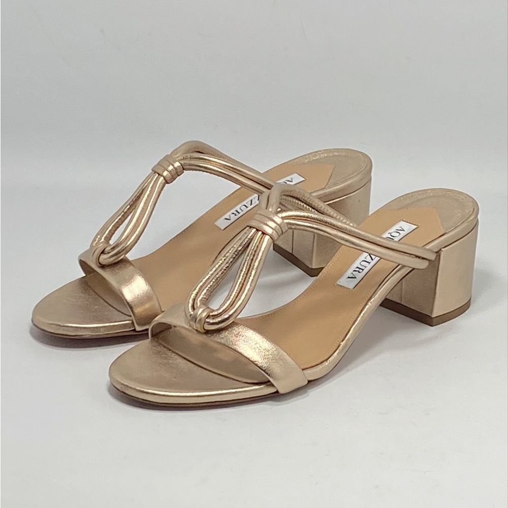 Aquazzura Palisades Metallic Leather Sandals size 35